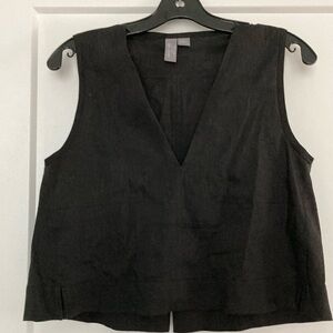 Sweaty Betty Black V-neck linen tank top